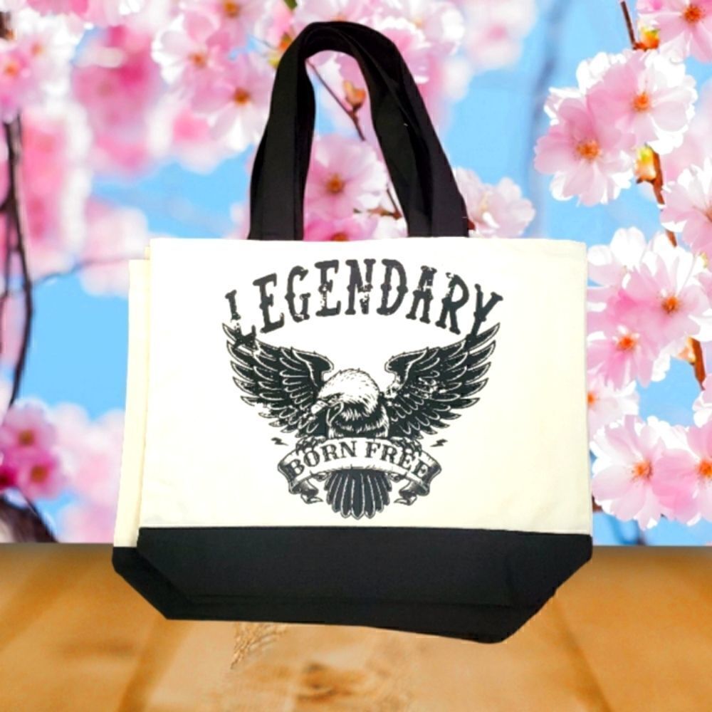 Custom Legendary Born Free Eagle Large Cavas Tote Bag